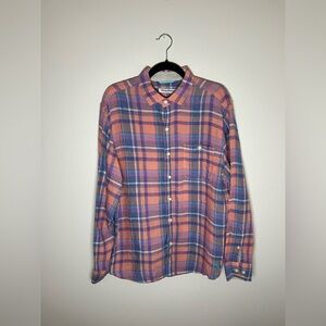 Tommy Bahama Linen Plaid Button Up Shirt Womens M Lightweight